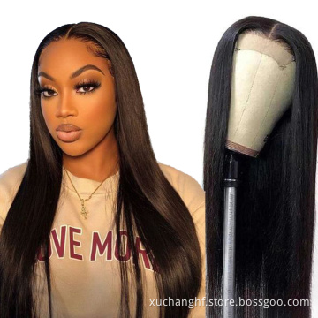 Wholesale Cheap Brazilian Hair 4x4 Lace Closure Wigs Pre Plucked With Baby Hair For Black Women Silky Straight Human Hair Wigs